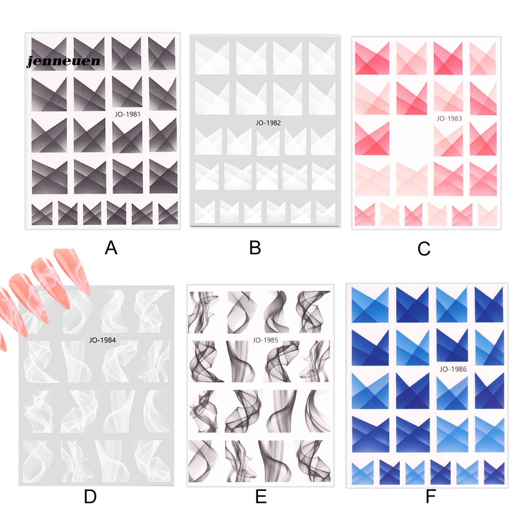 Nhãn Dán Móng Tay Nhiều Màu Sắc Họa Tiết Hình Học Siêu Mỏng