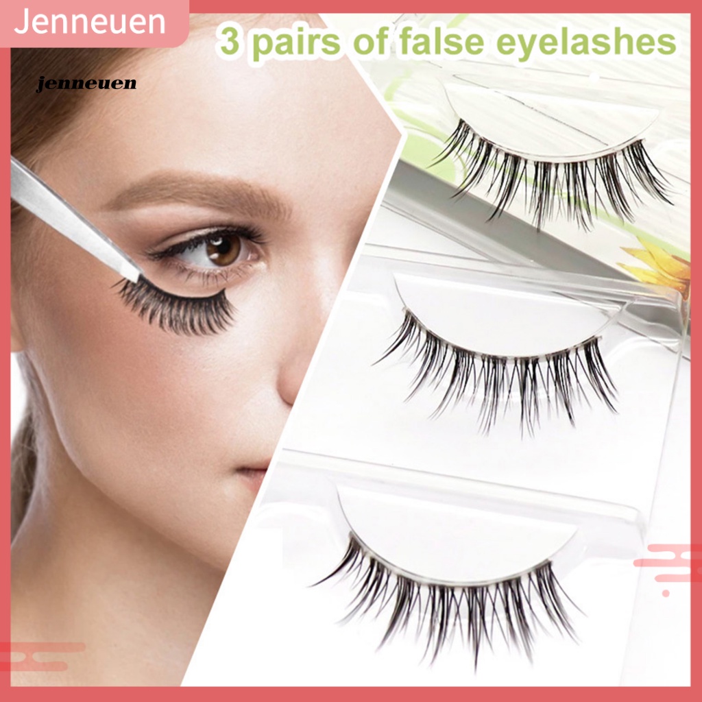 Set 3 Cặp Lông Mi Giả Cong Màu Đen Trang Điểm Làm Quà Sinh Nhật