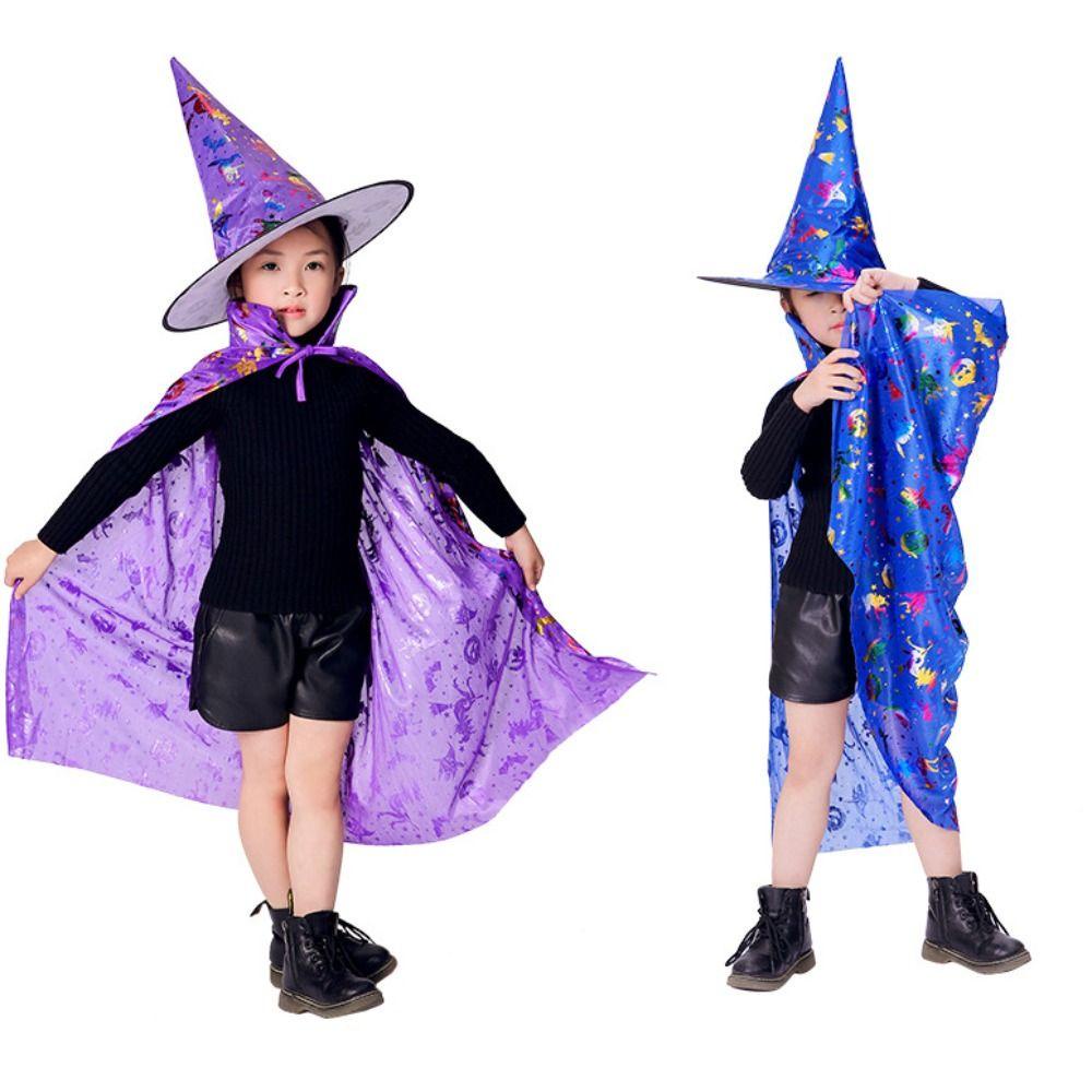 Áo choàng phù thủy HEALMEYOU có nón ngôi sao nhiều màu sắc lấp lánh thời trang Halloween