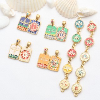 █A.ιA゜14K Vàng●((1 Gói 5 Miếng) Luật Cổ Cát Vàng Đốt Xanh Năm Chiều Thần Tài Mặt Dây Chuyền Vòng Tay Dầu Nhỏ Giọt Thần Tài Mặt Dây Chuyền Kết Nối Phụ Kiện Bán Buôn