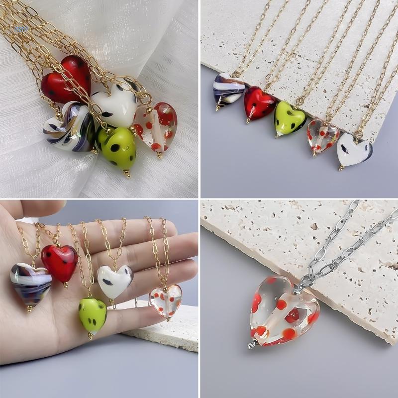 Vòng cổ Mặt Kính Hình Trái Tim Thanh Lịch Cho Nữ