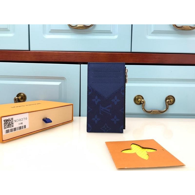 Ví Louis Vuitton M30270 Bằng Da Thật Màu Xanh Dương Có Dây Xích Dài