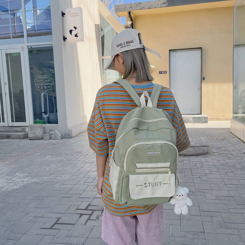 Schoolbag female Korean version junior high school students ins large-capacity backpack trend