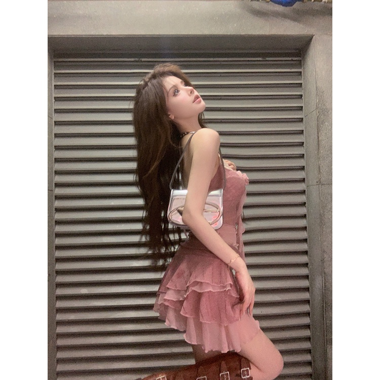 Cô gái Hot Girl!Bộ Trang Phục Múa Ba Lê Hai Mảnh Gồm Áo Hai Dây Dệt Kim Ngắn Và Váy Ngắn Khoét Rỗng Handmade Dành Cho Bạn