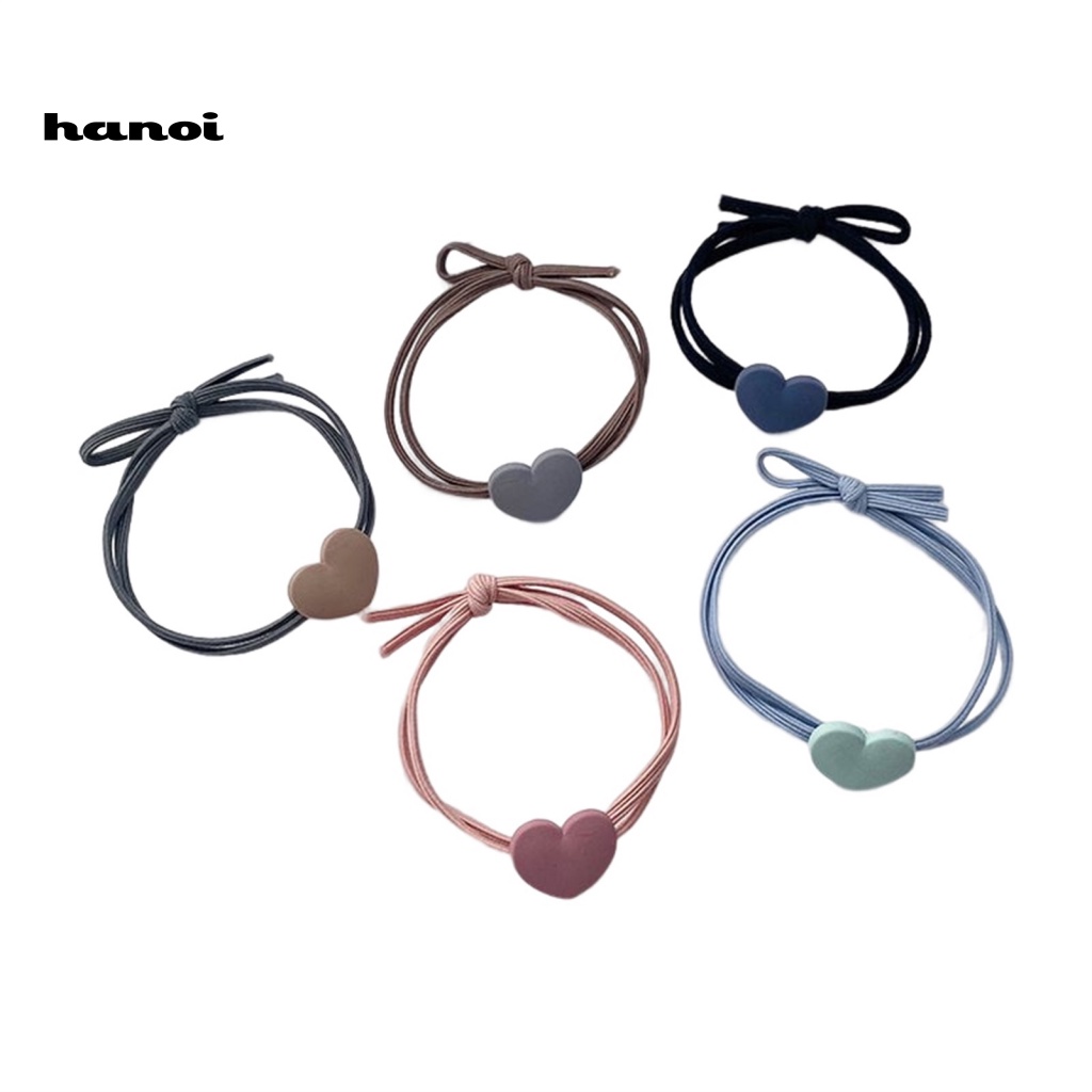 Dây Cột Tóc Co Giãn Hai Lớp Hình Trái Tim Nhiều Màu Sắc Cho Nữ