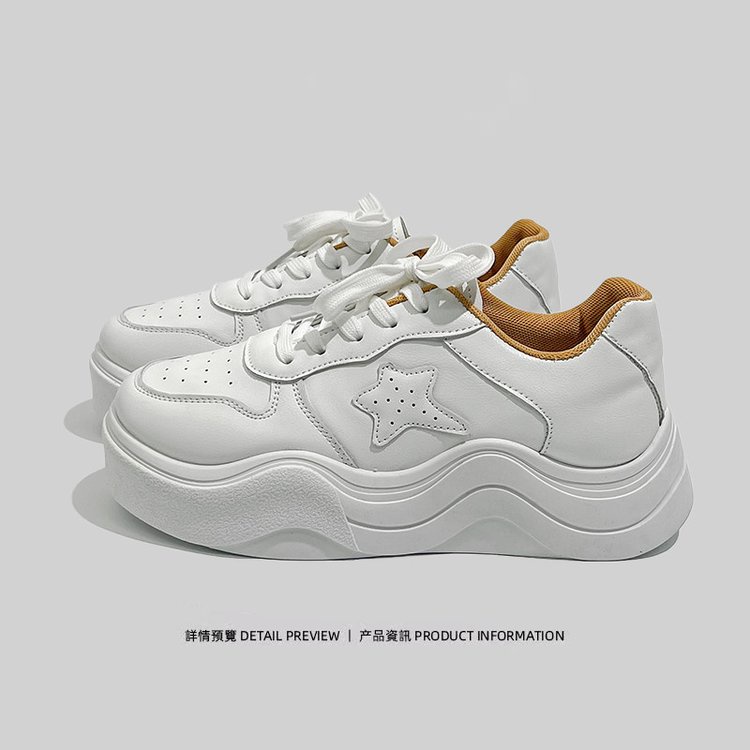 Giày Sneaker Cao Su PU Mũi Tròn Cột Dây Chéo Đế Thấp 3cm