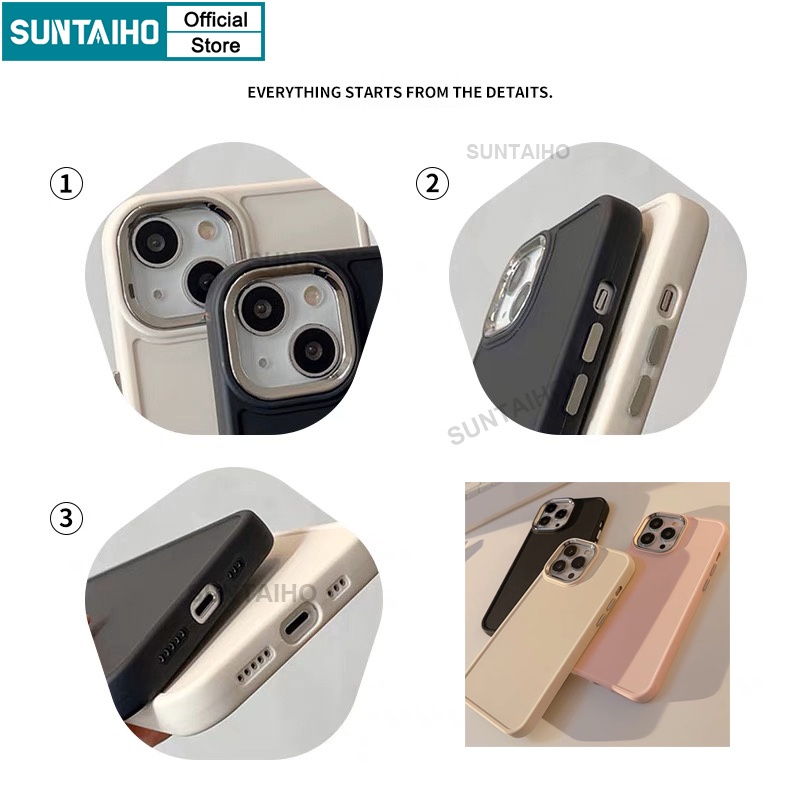 Suntaiho ốp iphone đen Ốp Điện Thoại ốp iphone silicon Mềm Nhám Chống Sốc Màu Trơn Cho iPhone 14 Pro max 13 12 11 Pro max 7 8 Plus XR XS max