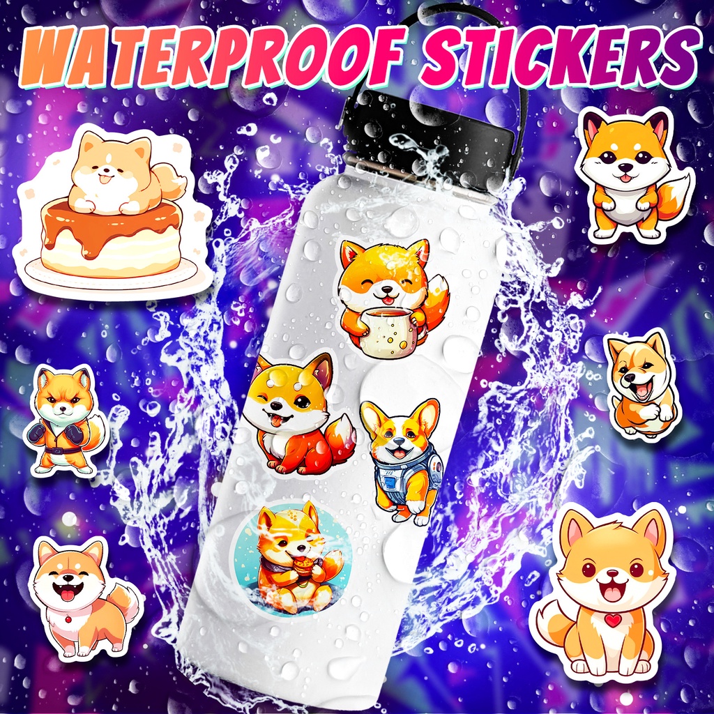 Bộ 50 Miếng Dán Hình Chú Chó Shiba Inu Graffiti Dễ Thương Dùng Trang Trí Vali / Laptop / Điện Thoại / Sổ Tay