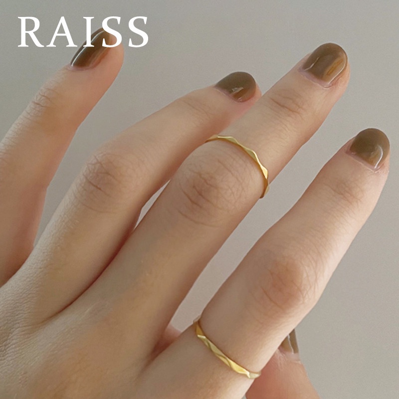 Nhẫn Titan Mỏng Họa Tiết Kim Cương Gợn Sóng Thời Trang Không Phai Màu