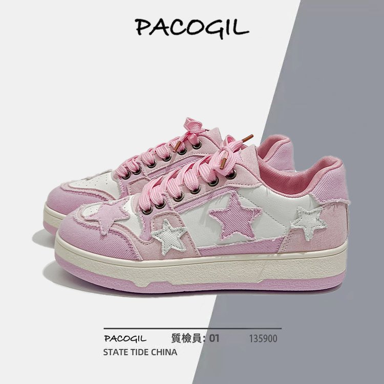 Giày Sneaker Da PU Đế Cao Su PU 3-5cm Miệng Tròn Thắt Dây Chéo