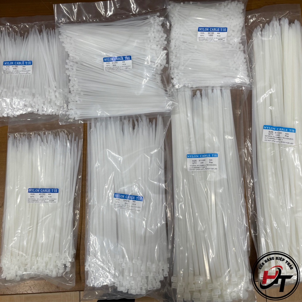 Dây thít nhựa rút nhựa 1 túi lạt trắng đen 10cm 15cm 20cm 25cm 30cm 40cm 50cm gói Đủ DTN-T-DU