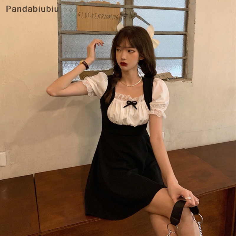 Đầm Nữ Ren chắp vá fack hai mảnh Mini Kawaii phong cách Nhật Bản học sinh ngọt ngào thời trang Lolita Mùa Hè Thiết kế thời trang đường phố Joo