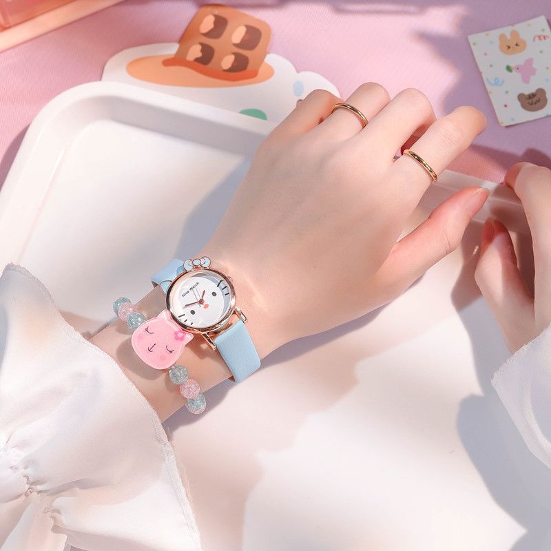 Set Đồng Hồ Đeo Tay Họa Tiết Hoạt Hình Kitty 2023 Dành Cho Bé Gái