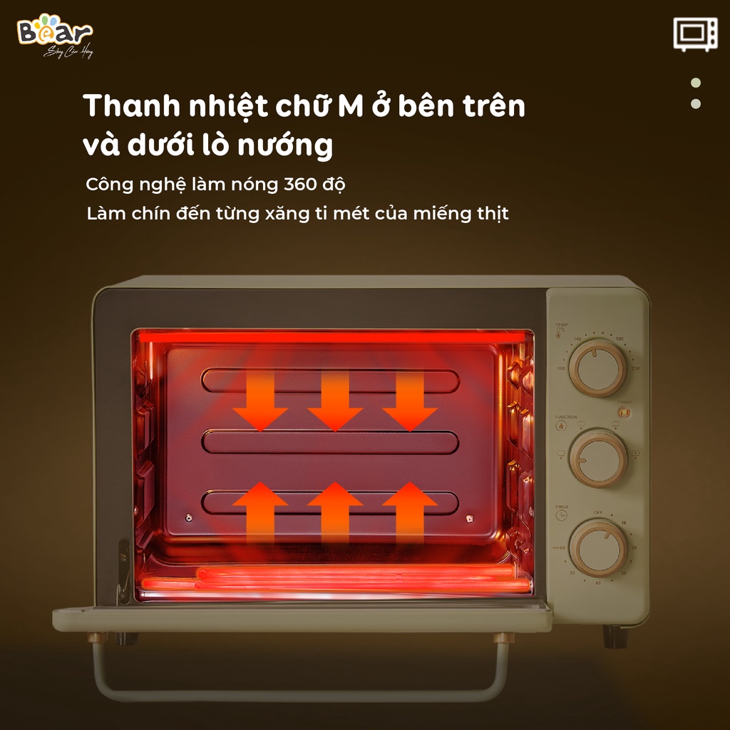 Lò Nướng Và Hấp Bear Dung Tích 18L Thiết Kế Nhỏ Gọn Đa Năng - DKX-C20R5 - Hàng Chính Hãng