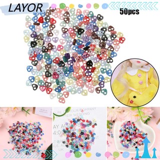 Set 50 nút áo hình trái tim 4mm xinh xắn cho búp bê