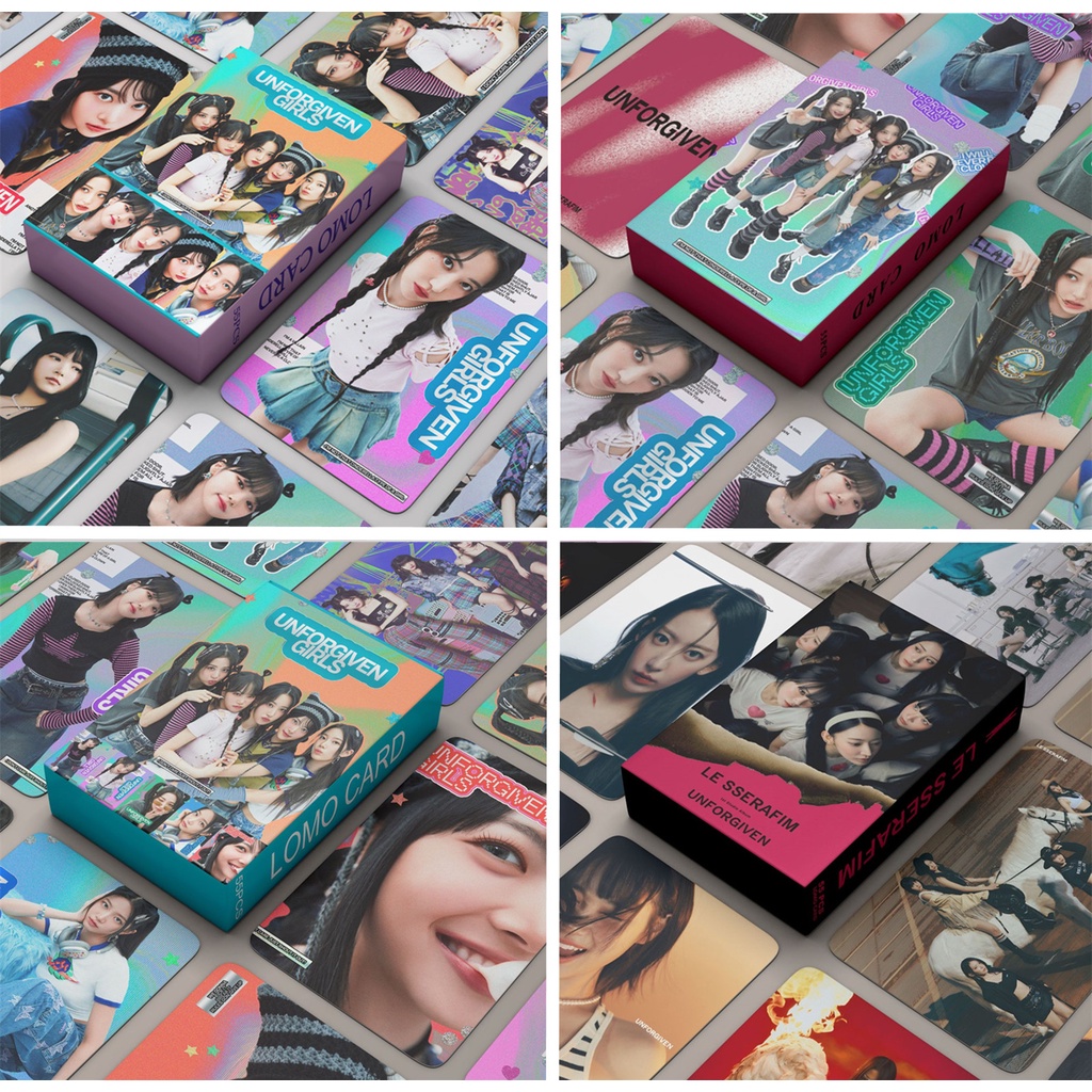 55pcs/box LE SSERAFIM UNFORGIVEN 1st Japan MINI Album Photocards Lesserafim Lomo Cards Kpop Postcards Collection Series New Arrivals