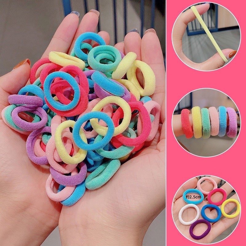 Set 500 chun cột tóc trơn cho bé nhiều màu dễ thương