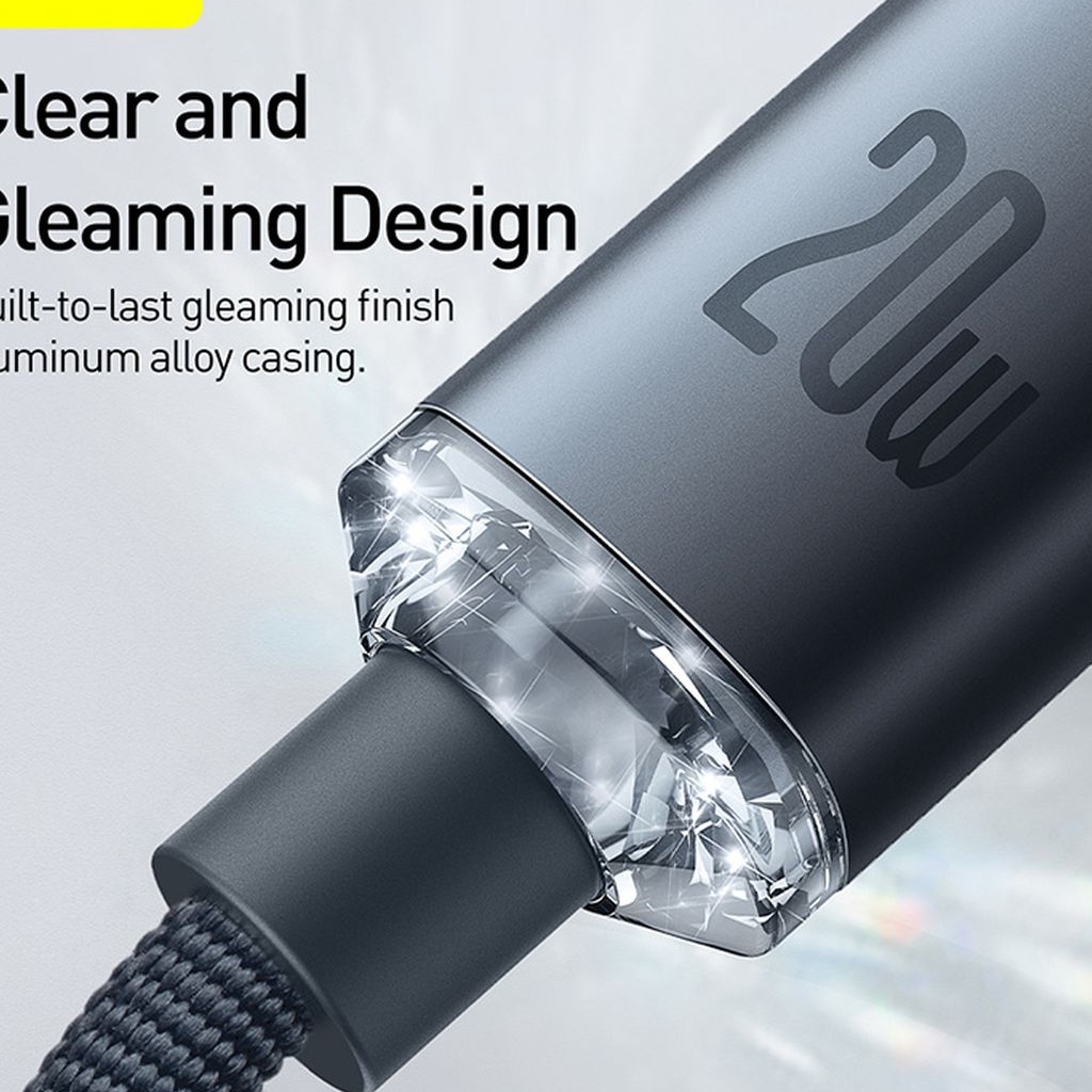 Cáp sạc nhanh 20W Baseus Crystal dây dù cao cấp siêu bền cho 12 13 14 11promax HaiBunStore