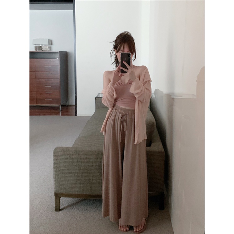 Áo Ngắn Hai Dây Ôm Dáng Màu Hồng Thuần Khiết Phong Cách Mới Mùa Hè Cho Nữ Niche