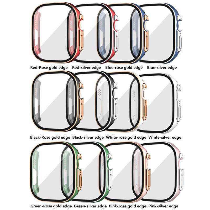 Vỏ PC cứng bảo hiểm toàn diện có kính cường lực bảo vệ màn hình cho Apple Watch 45mm 44mm 41mm 40mm 