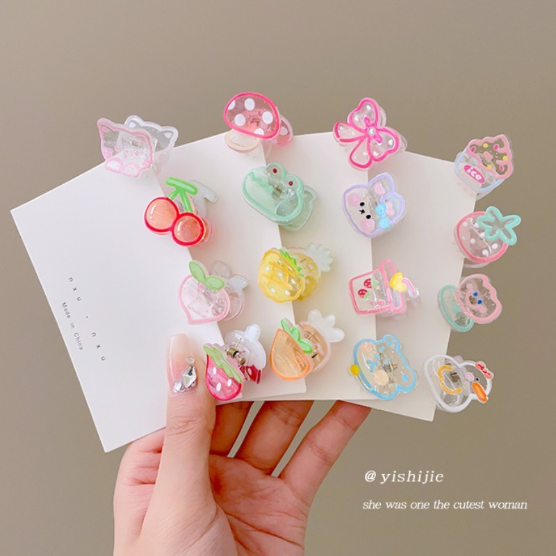 Bộ Kẹp Tóc Mini Bằng Acrylic Hình Trái Cây Hoạt Hình Phong Cách Hàn Quốc Dễ Thương Cho Bé