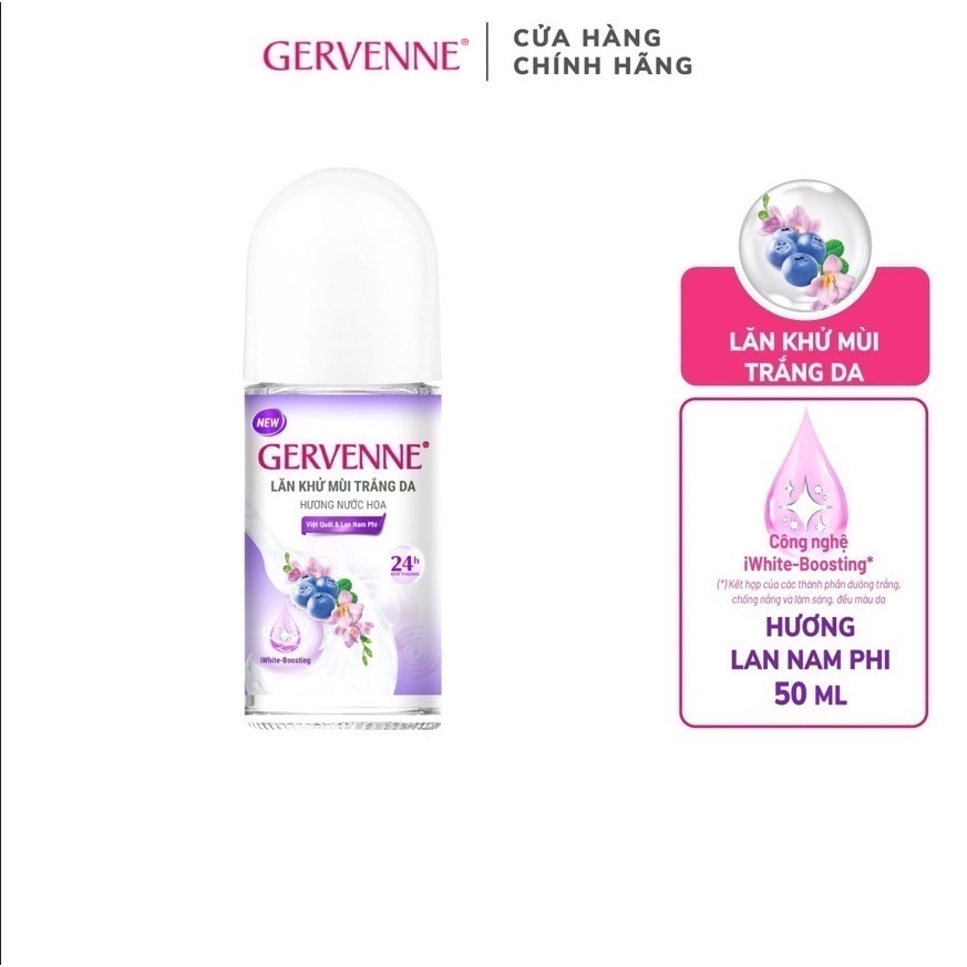 Lăn khử mùi trắng da Gervenne Việt Quất & Hoa Lan Nam Phi 50ml