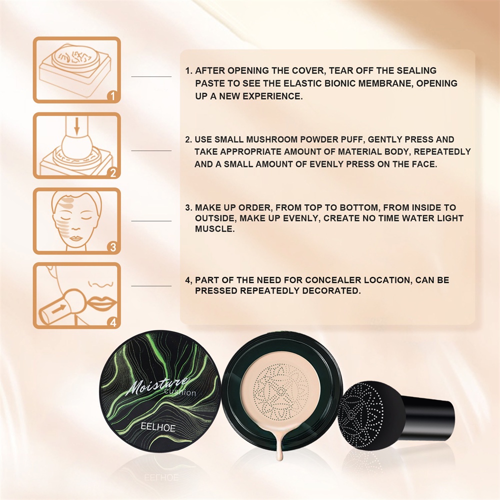 Đầu Nấm Air Cushion Kem Bb Che Khuyết Điểm Trên Mặt Làm Sáng Da Dưỡng Ẩm Tự Nhiên Khỏa Thân Nền Trang Điểm JULYSTAR