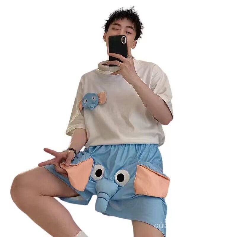 Bộ Đồ Ngủ Pijama Ba Chiều In Hình Chú Voi Dễ Thương Thời Trang Mùa Hè Cho Cặp Đôi