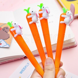 Bút bi mực đen ngòi 0.5mm tạo hình củ cà rốt / thỏ dễ thương