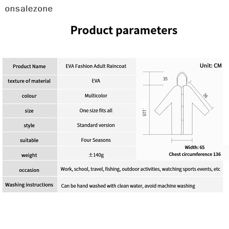 Onsale áo mưa không thấm nước áo mưa dày không thấm nước du lịch đi bộ đường dài ngoài trời mưa poncho áo mưa có mũ trùm đầu phụ nữ đàn ông mới