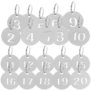 Stainless Steel Numbered Tags Round Numbered Tags ID Tags Key Tags with Key Ring