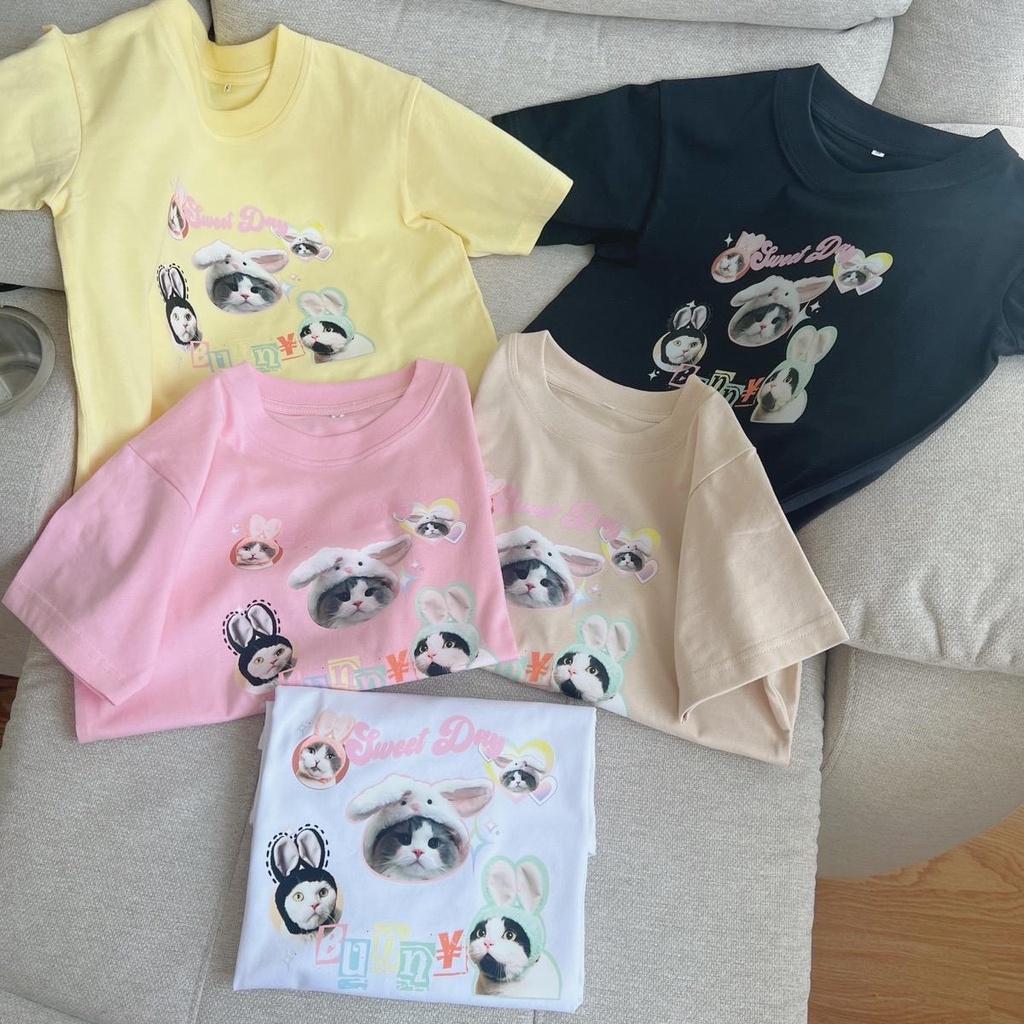 Áo baby tee mèo Sweet day chất cotton 100%