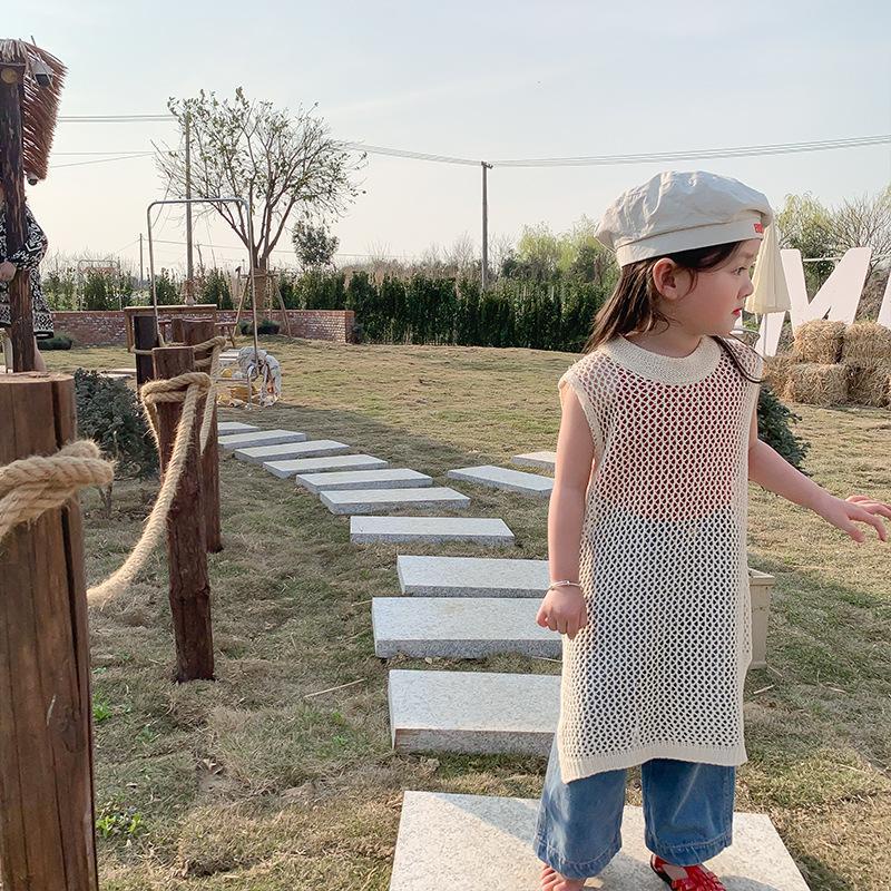 Đầm Dệt Kim Phối Lưới Thời Trang Mùa Hè Hàn Quốc 2023 Mới Cho Bé Gái