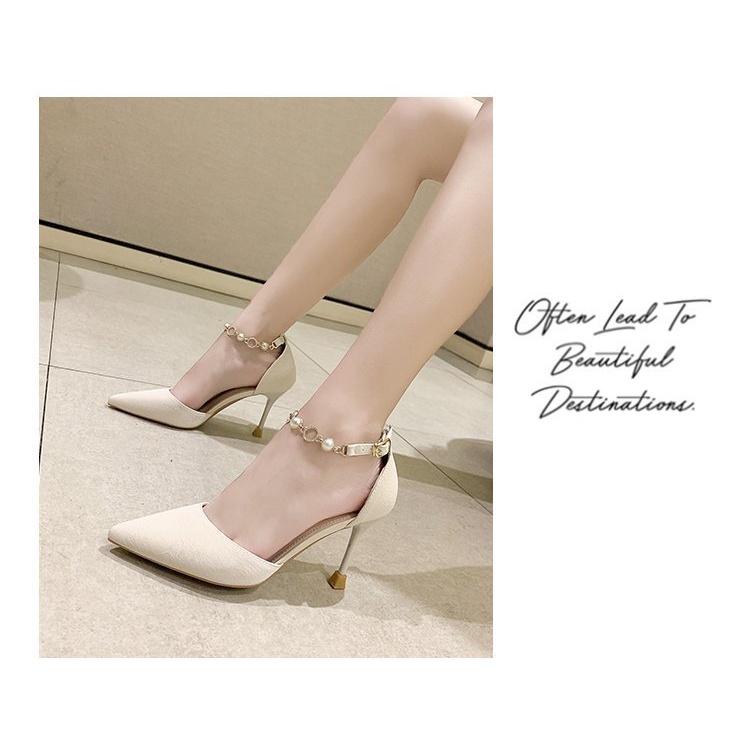 Giày Cao Gót Mũi Nhọn Phối Khóa Cài Thời Trang Mùa Hè 2022 Mới Dành Cho Nữ