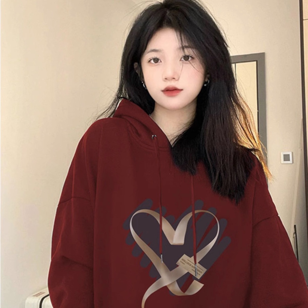 Áo hoodie SOERVIMY Au0106 in hình trái tim thời trang vintage 2023