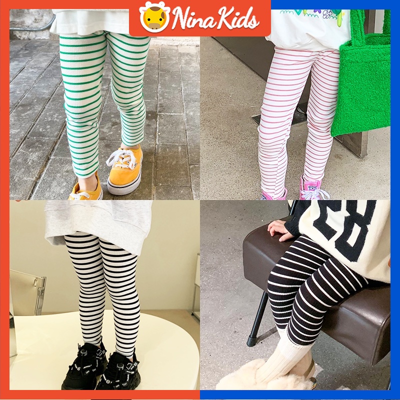 Quần Legging Kẻ Sọc Thời Trang Hàn Quốc Cho Bé Gái 1-7 Tuổi