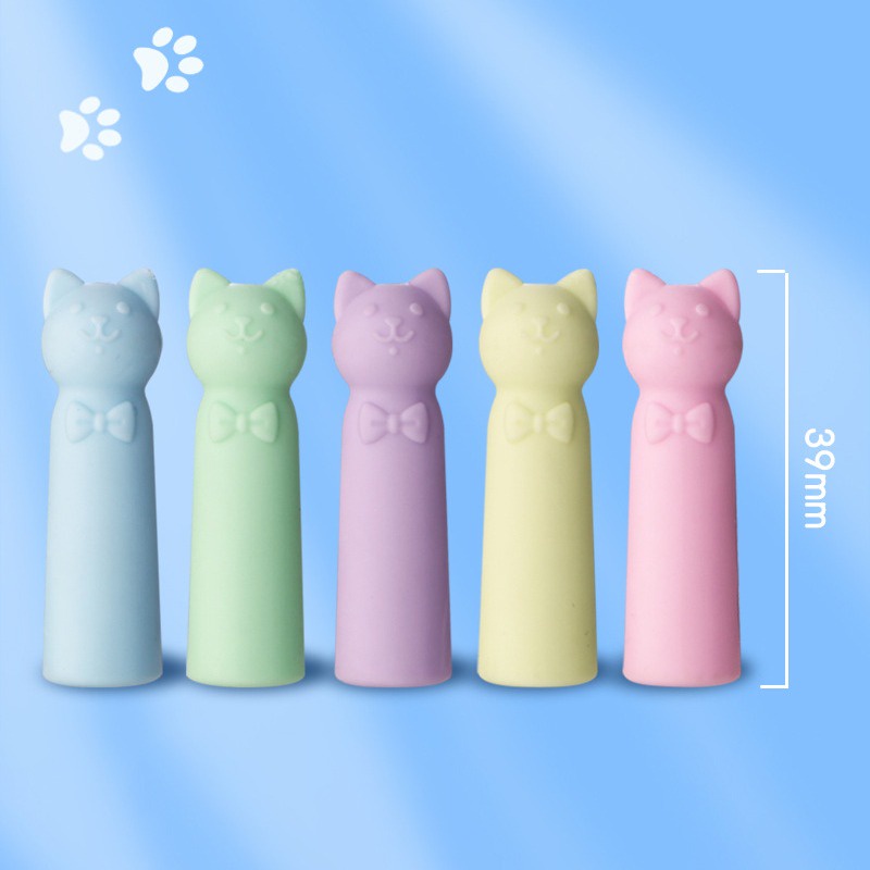 Học sinh viết tranh sửa lỗi / 1/10 cái 2 trong 1 tẩy bút chì nắp trên / văn phòng trường học đồ dùng văn phòng phẩm / phim hoạt hình hình mèo bút chì nib bìa bảo vệ