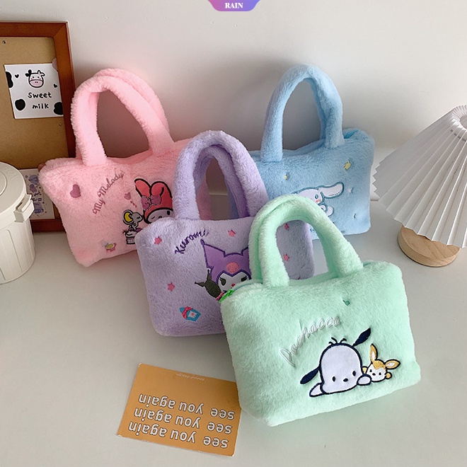 SANRIO Túi Xách Tay Bằng Vải Bông Hình Cinnamoroll Kuromi My Melody Hello Kitty Stitch Dễ Thương Cho Nữ