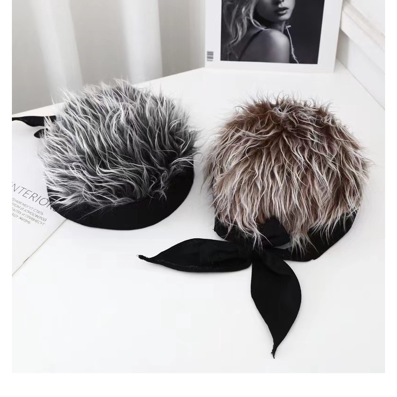 Mũ B phối tóc giả dáng ngắn mô phỏng thắt nơ