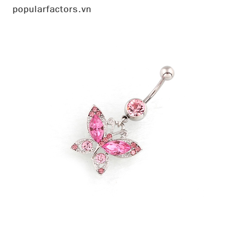 Khuyên Rốn Hình Bướm Đính Đá Zircon Bằng Thép Không Gỉ Thời Trang Cho Nữ