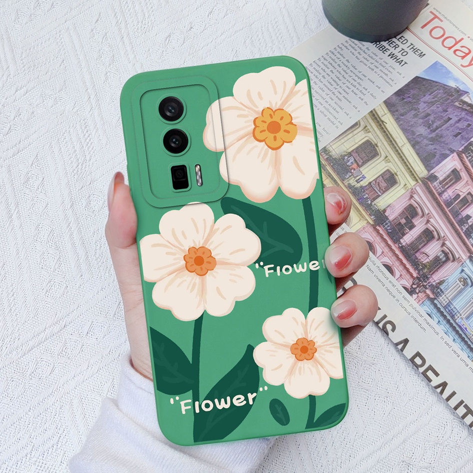 Ốp Điện Thoại Silicon Dẻo Vuông Hình Gấu Và Hoa Cho Xiaomi Redmi K60 K60 Pro K60E Xiaomi Redmi K60E K60 Pro K60 6.67 Inch