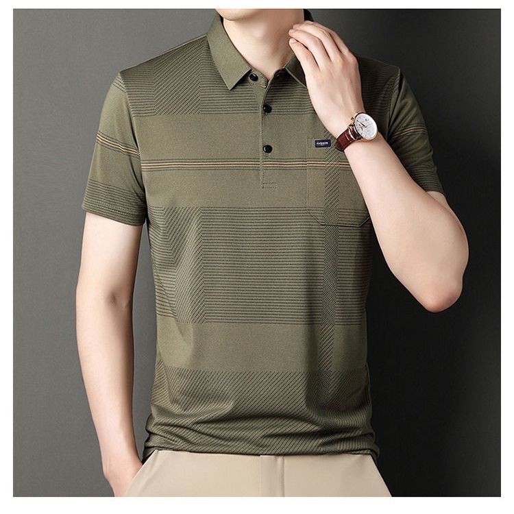 Áo Thun Polo Plus Size Tay Ngắn Có Túi Phong Cách Hong Kong Dễ Phối Đồ Cho Nam