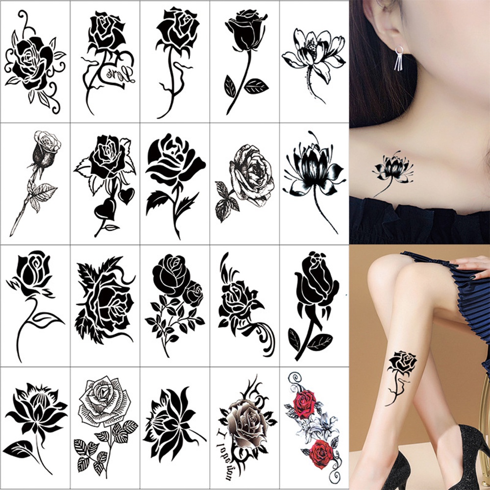 Hình Xăm Dán Họa Tiết Hoa Và Bướm 3D Chống Thấm Nước Lâu Trôi