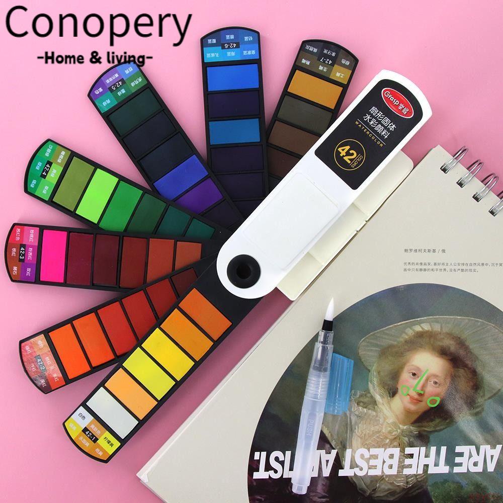 Bộ bột màu nước CONOPERY 18/24/36/42 màu dạng gấp chuyên nghiệp với bút cọ vẽ mỹ thuật