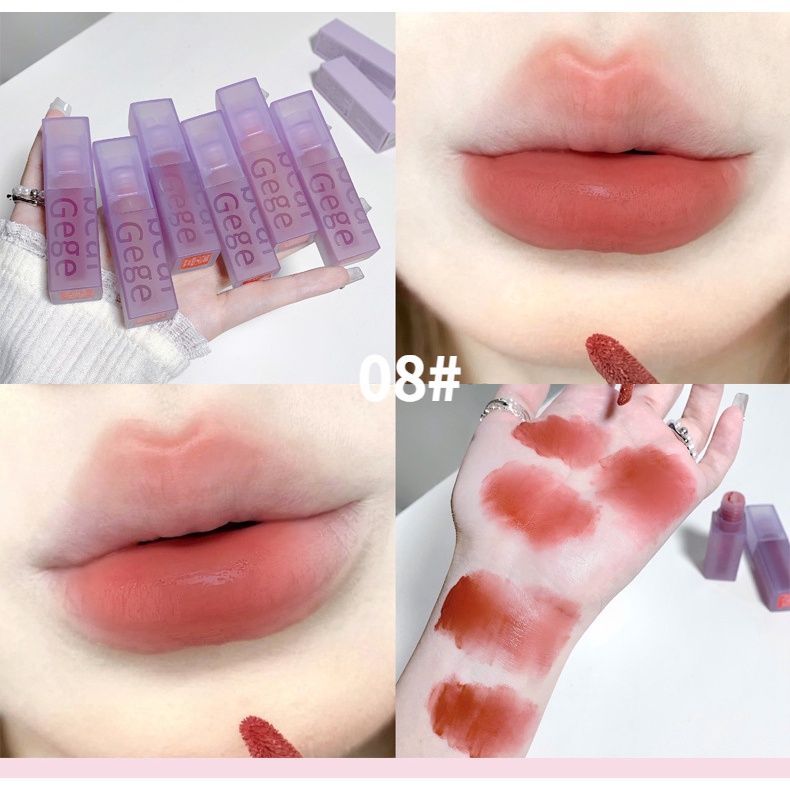 Son Kem Hai Lớp Màu Nhung Lì Lâu Trôi Hình Gấu Gege bear/Son kem lì GEGE BEAR lâu trôi mềm mịn như nhung hàng nội địa Trung,lâu trôi mềm mịn căng mọng Nude Colordiary hot trend