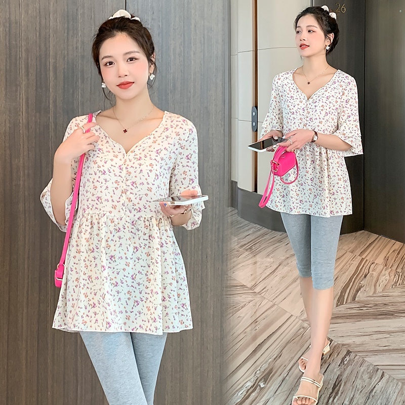 Váy bà bầu baju mengandung 2023 mùa hè mới thời trang giản dị mỏng vừa vặn áo rời hàng đầu váy lớn mặc của phụ nữ