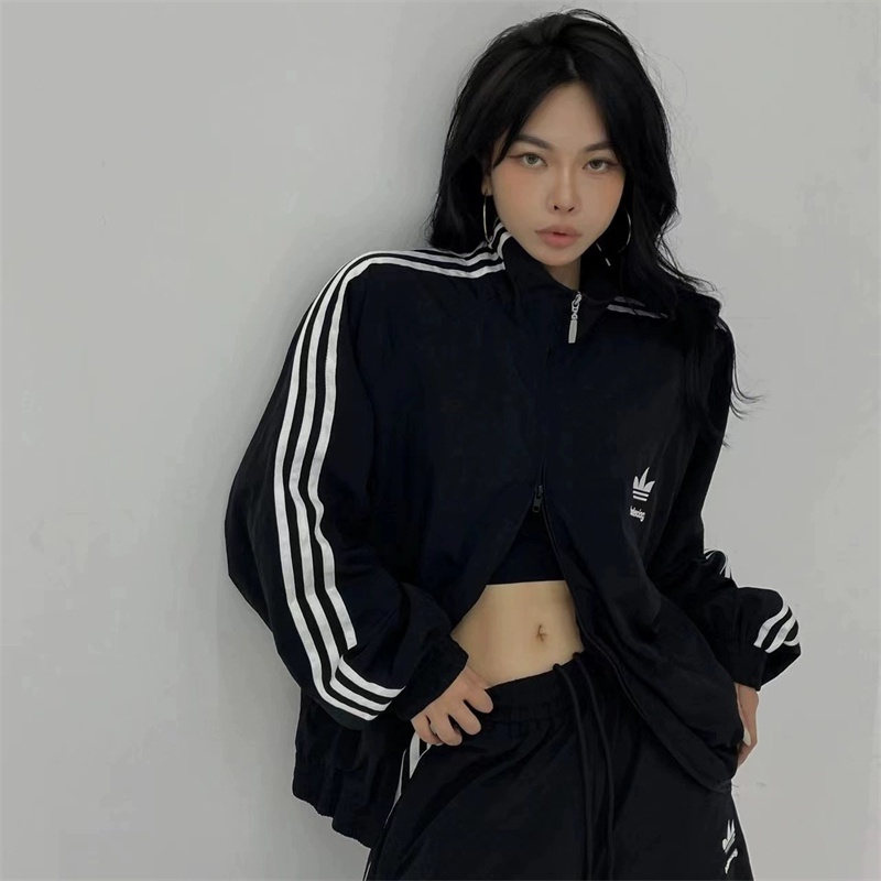 Thêu logo adidas x baienclaga 100% original nylon áo khoác bóng chày cặp đôi áo khoác quần áo áo khoác cho nữ áo khoác trơn có zip áo khoác bomber áo khoác gió cho nam