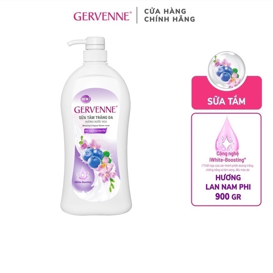 Sữa tắm trắng da hương nước hoa Gervenne Việt Quất và Lan Nam Phi (450g/chai)