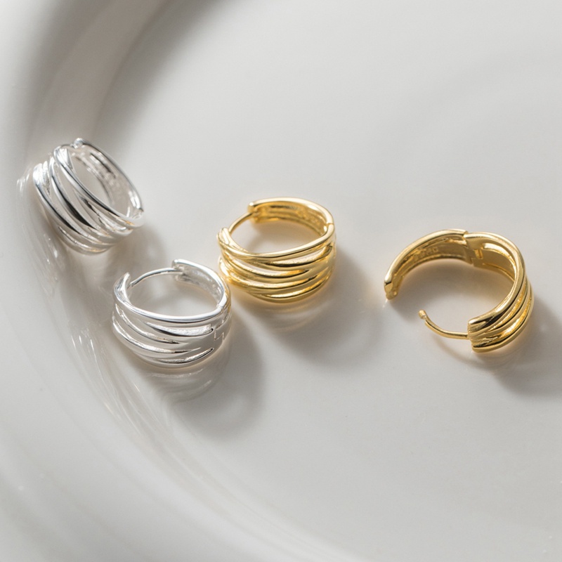 Khuyên Tai Hình Chữ Thập Quấn Chéo Nhiều Lớp