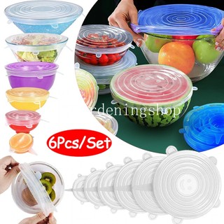 6 cái silicone fresh-keeping cover tái sử dụng căng đóng hộp nắp tủ lạnh lò vi sóng bọc nhựa kín khí phụ kiện nhà bếp